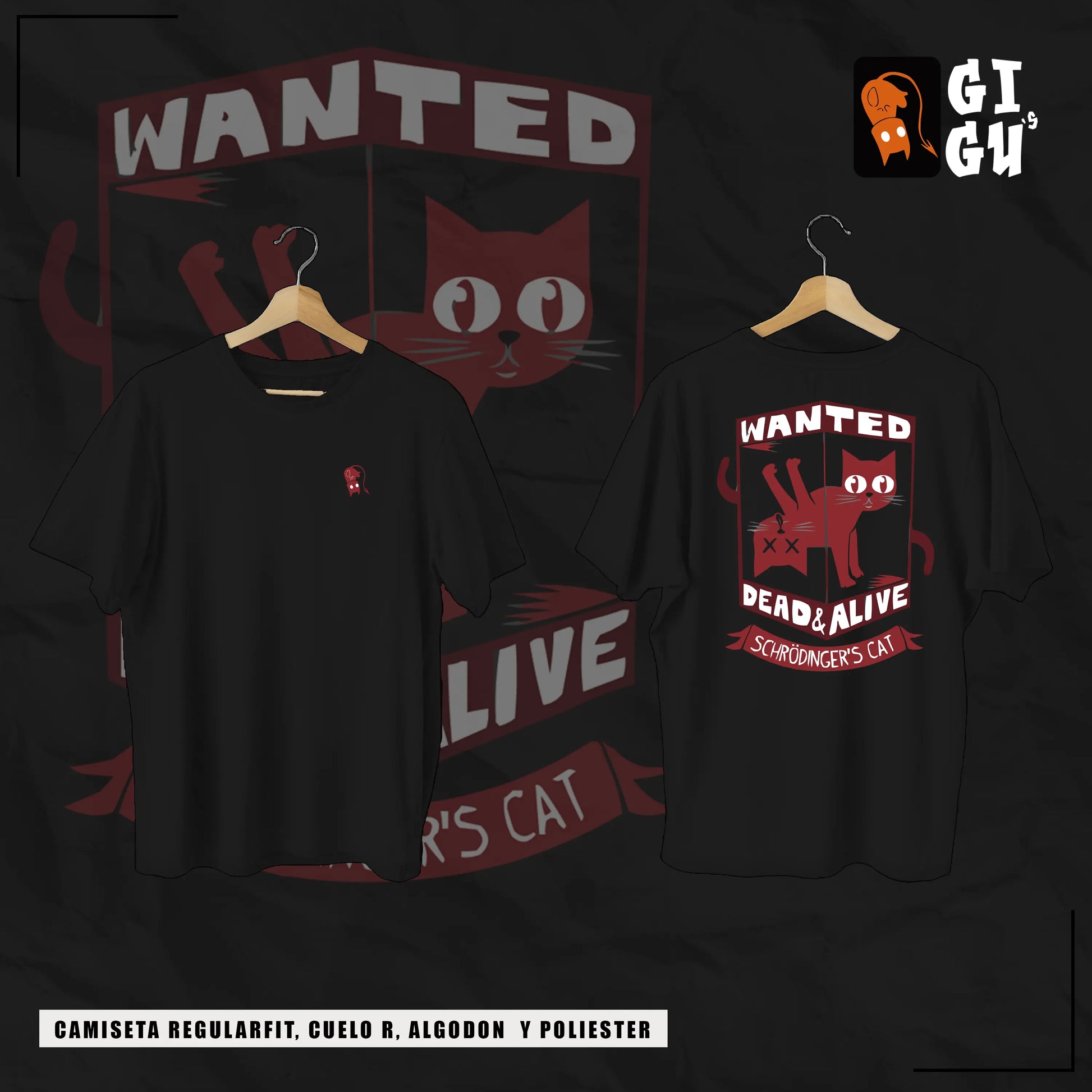 CAMISETA "SCHRÖDINGER'S CAT – WANTED: DEAD & ALIVE"