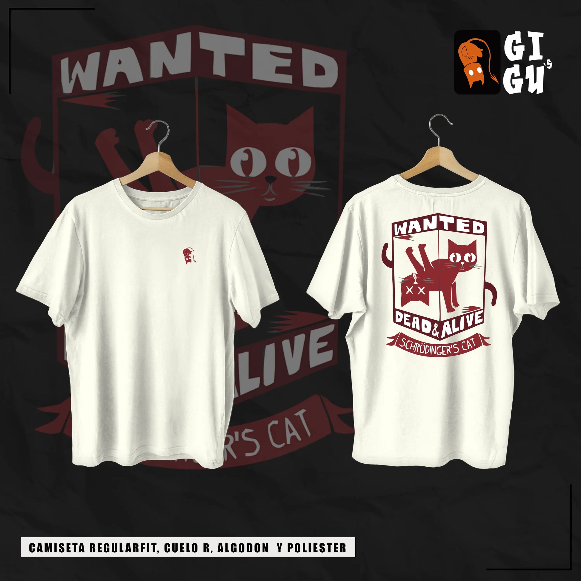 CAMISETA "SCHRÖDINGER'S CAT – WANTED: DEAD & ALIVE"